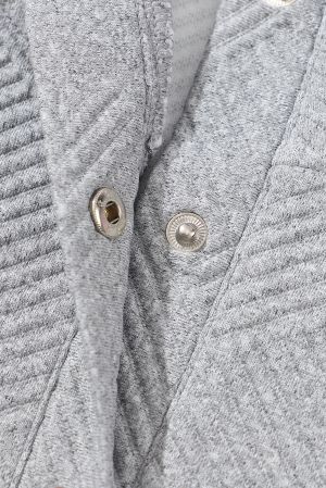 Дамска блуза в сиво с копчета и голям джоб