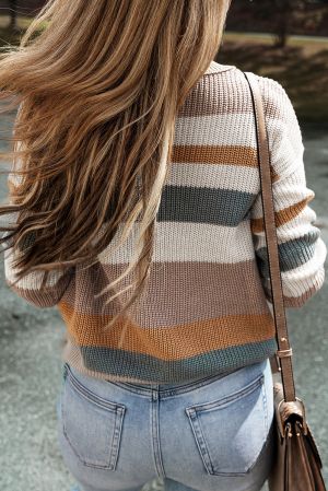 Дамски памучен пуловер с 'color block' дизайн