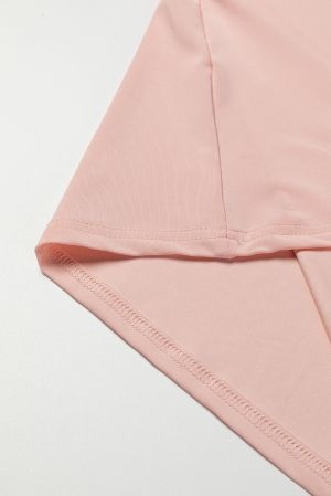 Дамска ефектна блуза в розово с дълъг ръкав