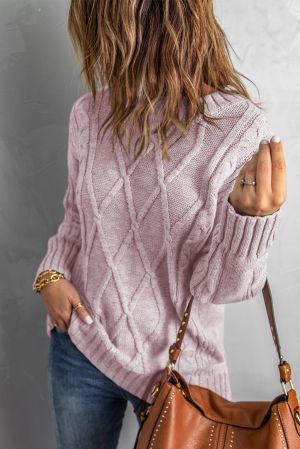 Дамски уголемен пуловер в светлорозово