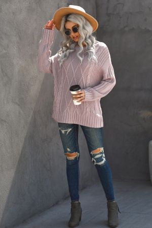 Pink Oversize Thick Pullover Sweater