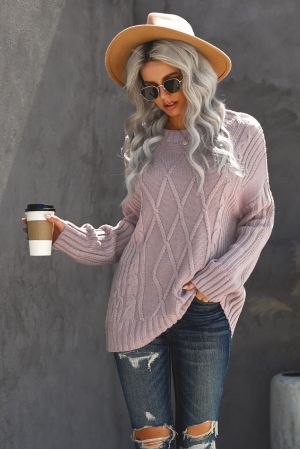 Дамски уголемен пуловер в светлорозово