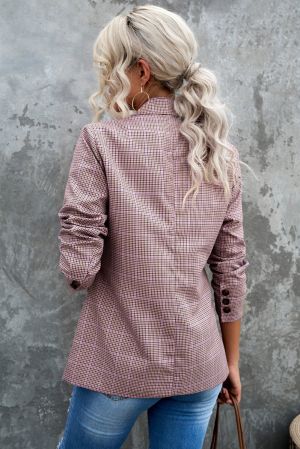 Дамско карирано сако с ревер