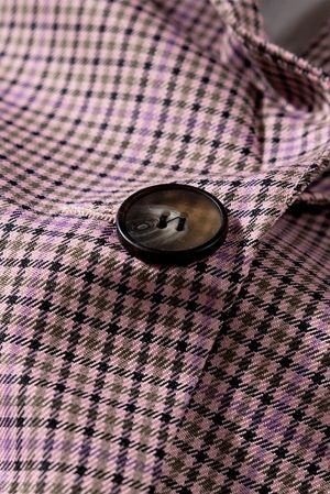 Plaid Print Lapel Collar Buttoned Blazer