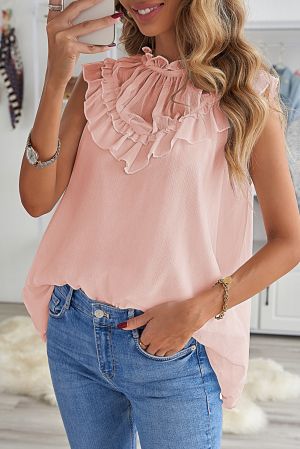 Frilled Detail Tulle Tank Top