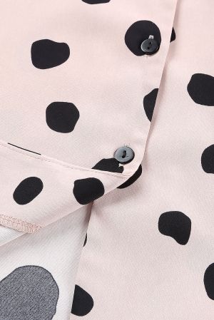 Pink Button Frill Cuffs Oversize Puff Sleeve Blouse