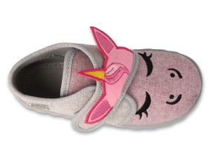 BEFADO Гъвкави бебешки пантофки, Сиви с розово