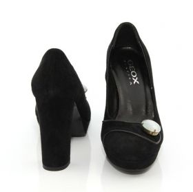 Дамски велурени обувки с ток GEOX, черни
