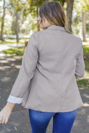 Дамско сиво сако с ревер