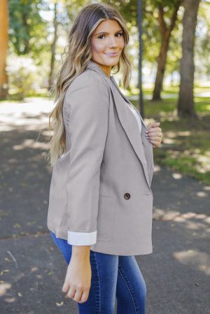 Дамско сиво сако с ревер