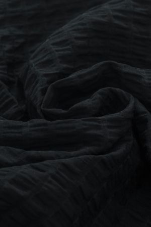 Black Hollowed Texture Ruffle Sleeve Blouse