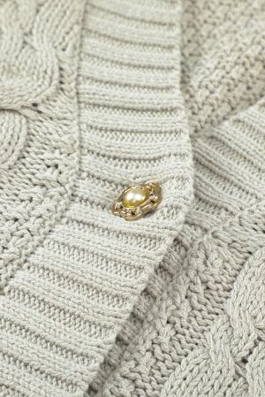 Apricot Buttons Weave Knit Cardigan