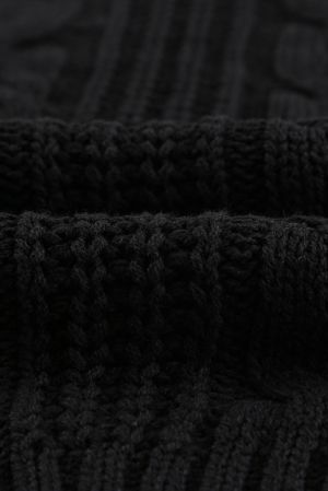 Black Buttons Weave Knit Cardigan