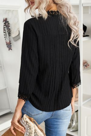 Black Sweet Mary Crochet Lace Top