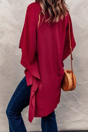 Дамска блуза тип кимоно в цвят бордо