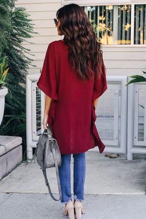 Дамска блуза тип кимоно в цвят бордо