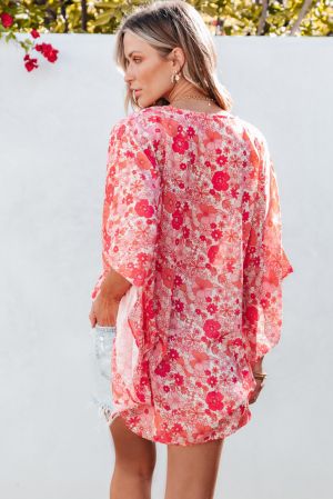 Дамска блуза тип кимоно с принт на цветя