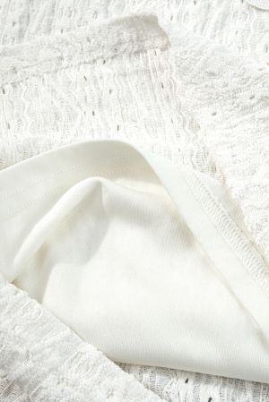 White Guipure Lace Crochet Keyhole Back Tank Top
