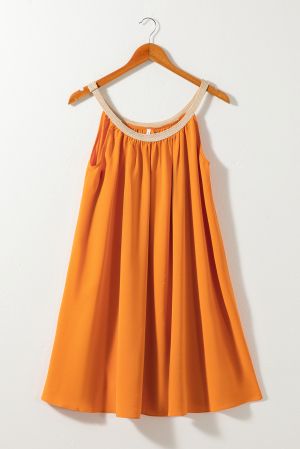 Дамска къса рокля в оранжево