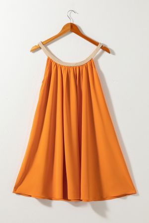 Дамска къса рокля в оранжево