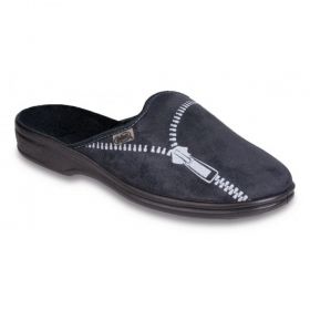 BEFADO Полски мъжки домашни чехли от тъмно сив кадифен плат