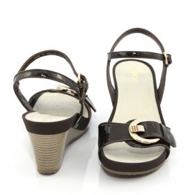 Дамски сандали с ефектни златисти катарами GEOX, кафяви