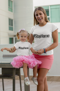 Детска тениска #StayHome - бяла