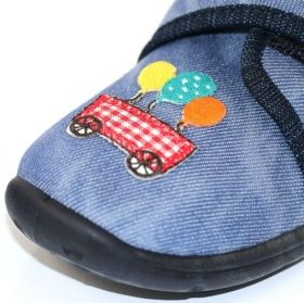 Домашни бебешки обувки Superfit с апликации, син деним