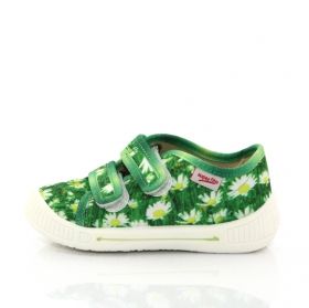 Домашни бебешки обувки Superfit с флорален принт, зелени
