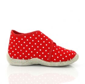 Домашни бебешки обувки Superfit на точки, червени