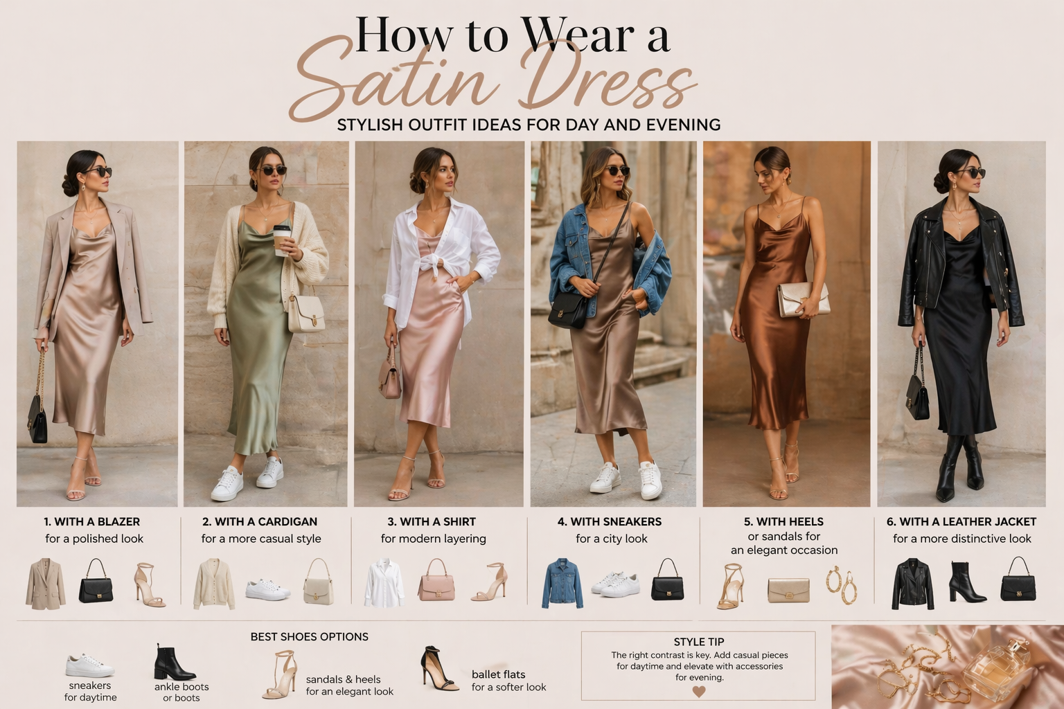 How to Wear a Satin Dress - Stylish Outfit Ideas for Day and Evening