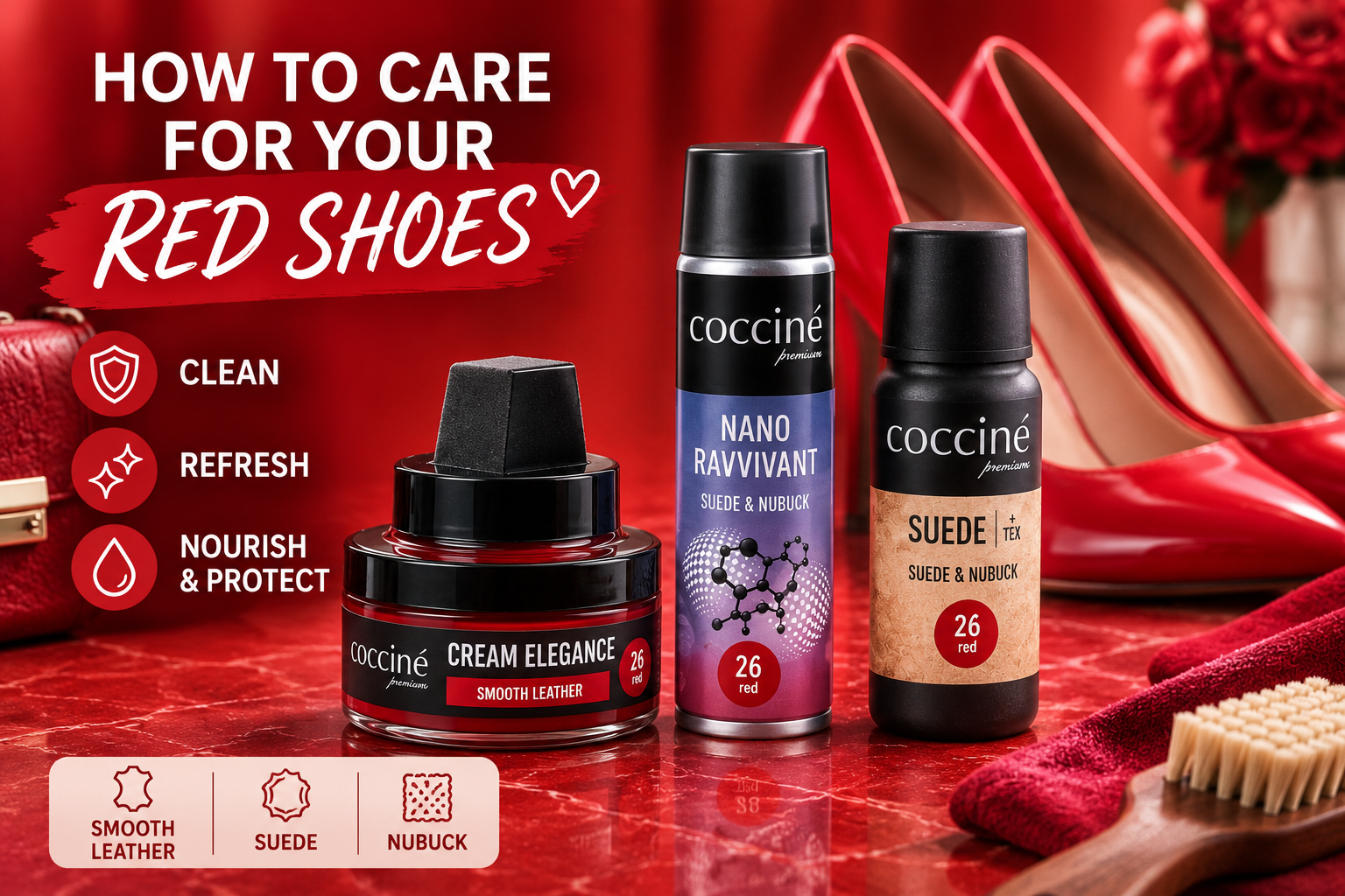 How to Care for Red Shoes - Leather, Suede and Nubuck Guide
