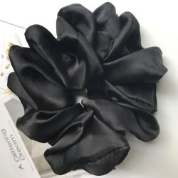  Black Satin Scrunchie Hair Tie