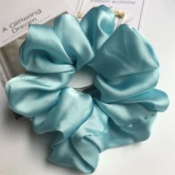 Light Blue Satin Hair Scrunchie