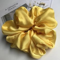 Yellow Satin Hair Scrunchie