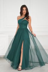 Elegant Long Green Dress with Sequins and Slit