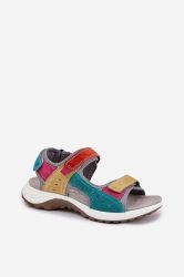 Women’s Sporty Suede Sandals Vinceza with Three Velcro Straps - Multicolor