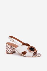 Laura Messi Elegant Women’s Leather Sandals with Floral Details
