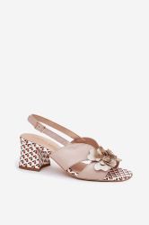 Laura Messi Elegant Women’s Leather Sandals with Floral Details