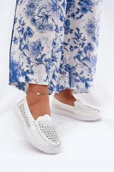 Women’s Leather Moccasins with Cut-Out Design and Platform