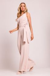 Asymmetric Beige Jumpsuit with Sash MOE (Made of Emotion)