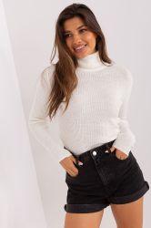 White Ribbed Women’s Turtleneck Sweater