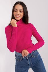 Fuchsia Ribbed Turtleneck Sweater for Women