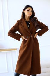Women’s Long Elegant Brown Coat with Classic Fit