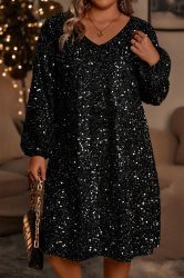 Women's Elegant Black Sequin Dress