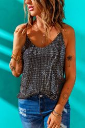 Gray Sequin Tank Top