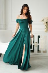 Women's Royal Blue Off-Shoulder Long Dress with Slit