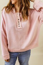 Women’s Pink Hoodie with Buttons