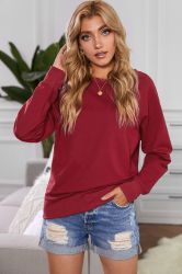 Women’s Long Sleeve Wine Red Top