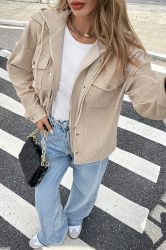 Women’s Beige Two-in-One Hooded Jacket